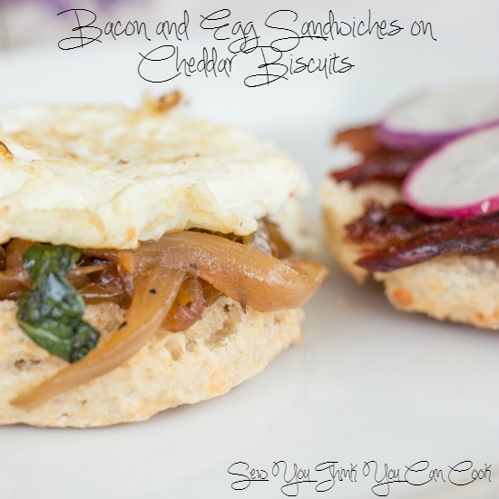 Bacon and Egg Sandwiches on Cheddar Biscuits for #BrunchWeek from Sew You Think You Can Cook